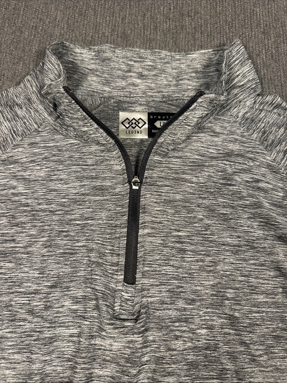 LEG3ND Breathe Heather Gray 1/4 Zip Mock Neck Pullover Golf Performance Large